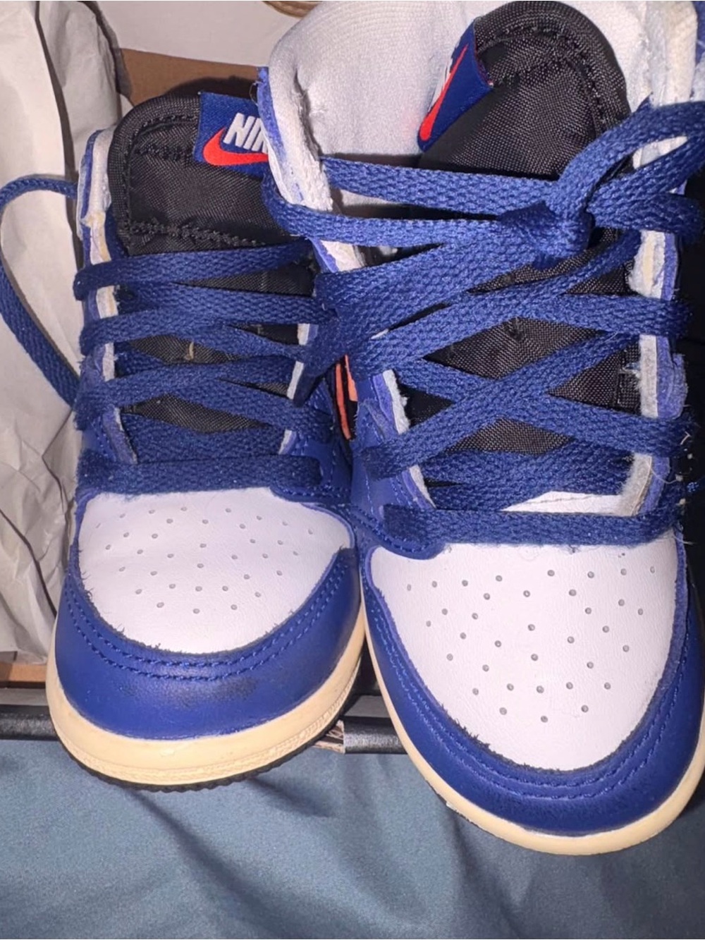 Nike Kids Royal Blue and White Low-Top Sneakers